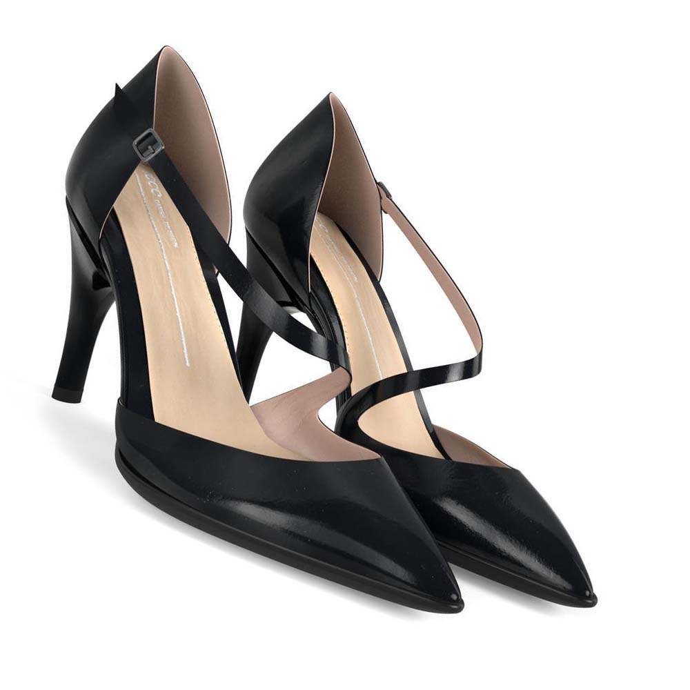 Women's Ecco Shape Stiletto 75 Asymmetric Pumps Black | SG 162UZG